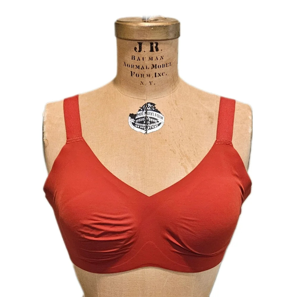Knix Bra V-Neck Catalyst Sports Bra Orange Red Size 5 38C, 38D, 40C Large XL